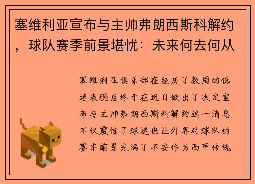 塞维利亚宣布与主帅弗朗西斯科解约，球队赛季前景堪忧：未来何去何从？